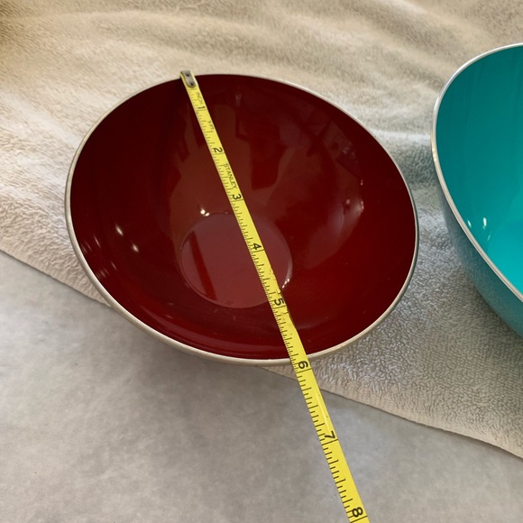 MCM Emalox Norway Aluminum Bowl Set 8" Turquoise Blue + 6" Red - Picture 8 of 8